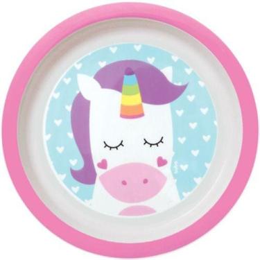 Imagem de Prato Infantil Buba Raso Estampado Unicórnio 300ml Bpa Free, Unicórnio