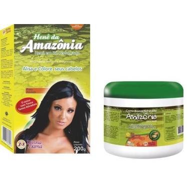 Imagem de Hene em po divina dama amazonia 200gr preto azulado + creme branco ama