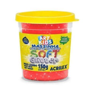Imagem de Massa De Modelar 150gr Glitter Acrilex Soft Vermelho 205 Massinha De M