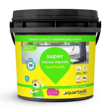 Imagem de Impermeabilizante Super Manta Líquida Branca 12KG para Coberturas e Lajes Flexível Branco Quartzolit