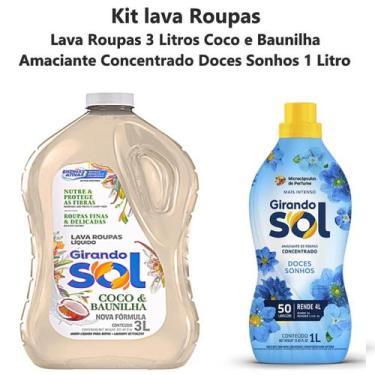 Imagem de Kit Lava Roupas 3 Litros Coco e Baunilha + Amaciante Concentrado Giran