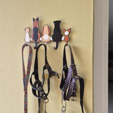 Imagem de Porta Chaves Cachorro Amigos Dupla Face Organizador de Parede Decorati
