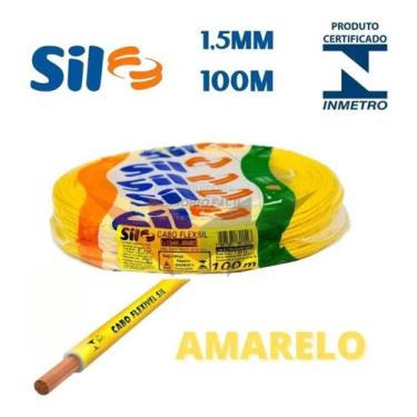 Imagem de Fio Elétrico 1.5mm Sil Flexível 750V Rolo Com 100 Metros Amarelo