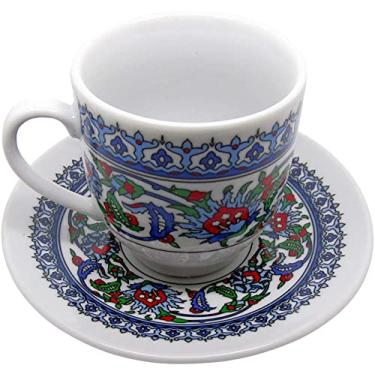 Imagem de Conjunto de xicara e pires de cafe turco de porcelana para cafe expresso - Topkapi Ottoman Design