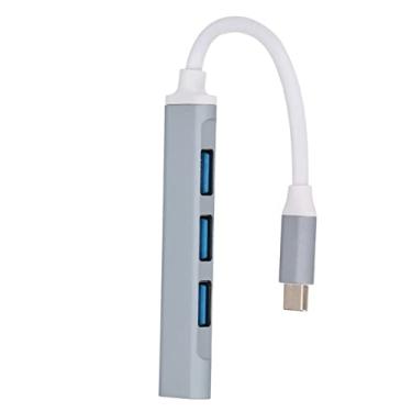 Imagem de Hub USB C, adaptador USB C, estação de ancoragem USB portátil de alta velocidade 4 em 1 com 1 USB-C 3.0, 3 portas USB 3.0, 5 Gbps (cinza)