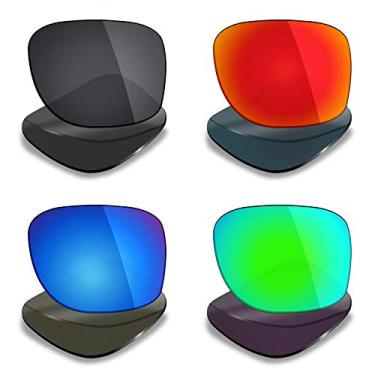 Imagem de 4 pares de lentes polarizadas de substituição Mryok para óculos de sol Oakley LBD – Stealth preto/vermelho fogo/azul gelo/verde esmeralda