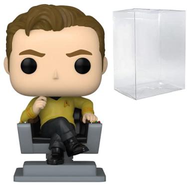 Imagem de Star Trek: A Série Original - Capitão Kirk em cadeira, boneco de vinil Funko Pop! (acompanha capa protetora Pop Box compatível)