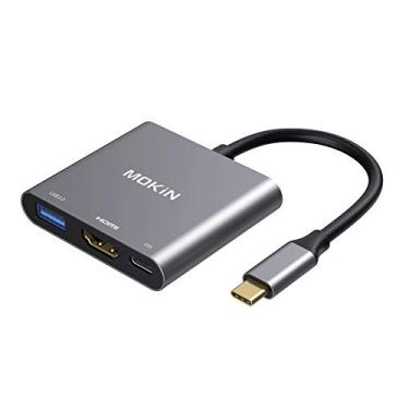 Imagem de MOKiN Adaptador multiportas USB C para HDMI, hub tipo C Thunderbolt 3 para HDMI 4K Saída USB 3.0 e porta de carregamento USB-C, adaptador multiportas AV digital USB-C para MacBook, MacBook Pro/Air, Galaxy S8/S9