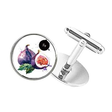 Imagem de DIYthinker Abotoaduras Fig Fruit Tasty Healthy Aquarela com botão redondo