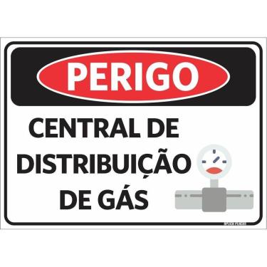Imagem de Placa Sinalização Perigo - Central de distribuição de gás