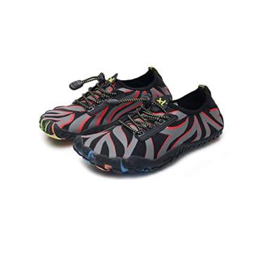 Imagem de Bestgift Men/Women's Wide Toe Minimalist Trail Running Shoes Red Streak 38