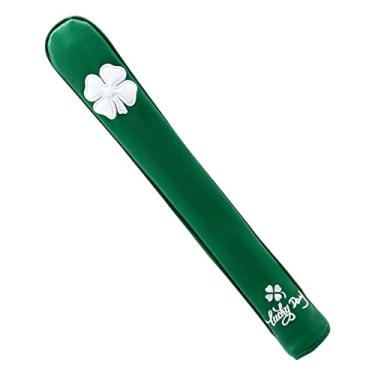 Imagem de YIJU Capa de taco de alinhamento de golfe, estojo de suporte bem, capa de golfe de couro PU para tacos de alinhamento, Verde
