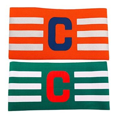 Imagem de Faixa de Capitão Braçadeira de Futebol Pack 2 Unidades Várias Cores Pronta Entrega (Verde e Laranja)