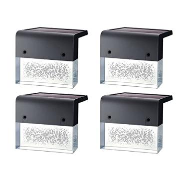 Imagem de Wemay 4 pacotes de lâmpadas solares para cerca 2 modos de iluminação IP65 à prova d'água lâmpada de parede para jardim lâmpada de escada