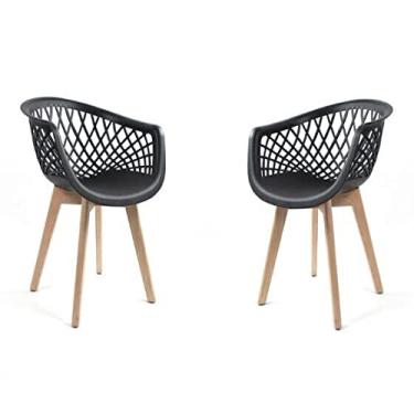 Imagem de 2 Cadeira Web Cloe Clarice Sidera Base Wood - Preto