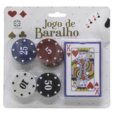 Kit Jogo de Cartas Baralho com 54 cartas + 3 Dados/ 9 Dados/ 24 Fichas  Poker Truco Jogo