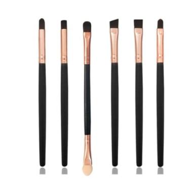 Imagem de Pincel de Maquiagem 6pcs Delineador de Olhos Sombra de Sobrancelha Lábio Ferramentas de Maquiagem Ferramentas de Base Ferramentas de Base Conjunto de Pincéis de Maquiagem Designer de Beleza, preto