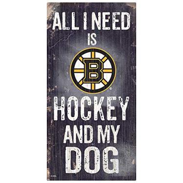 Imagem de Fan Creations NHL Boston Bruins placa unissex Boston Bruins Hockey and My Dog, cor da equipe, 6 x 12