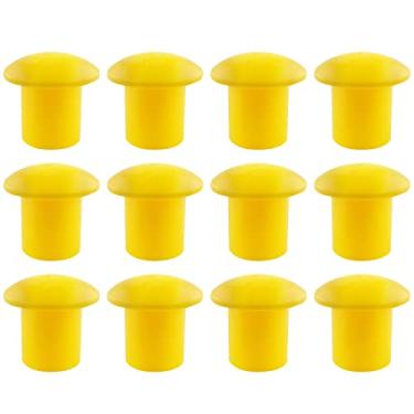 Imagem de JCBIZ 12 peças de plástico reforçado tampa protetora amarela segurança cogumelo pesquisa tampa de vergalhão para diâmetro 10-25 mm reforço