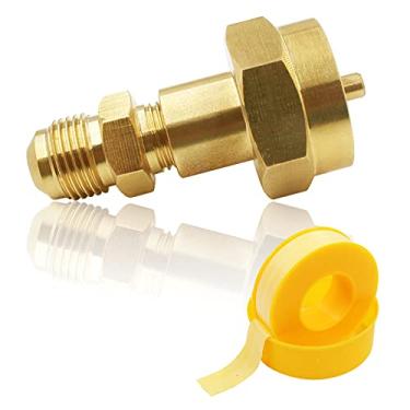 Imagem de MENSI Adaptador de latão com mangueira de extensão de alta pressão macho de 9,5 mm com alargador fêmea de 1,9 cm para gás Mapp, tanque de propano de 450 g para tocha, grelha