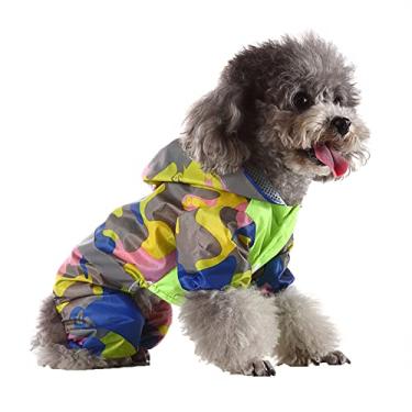 Imagem de Capa de chuva impermeável com capuz para cães pequenos médios ao ar livre jaqueta de chuva leve para filhotes à prova de vento poncho forrado de malha, verde, PP (peito: 30cm)