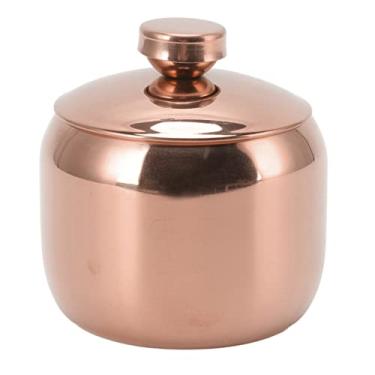 Imagem de pote de especiarias de aço inoxidável,Açucareiro, lata de condimento para casa, recipiente de condimento pequeno em forma de tambor, recipiente de tempero de cozinha com (Rose Gold)