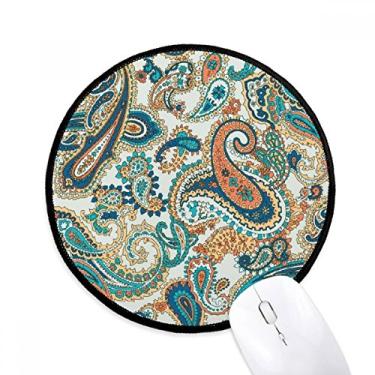Imagem de Tapete de mouse clássico azul laranja abstrato peixe padrão desktop escritório tapete redondo para computador
