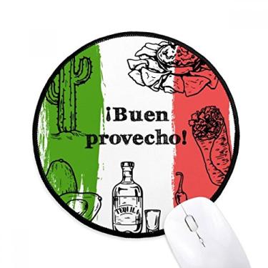Imagem de DIYthinker Mexico Sketch Cuisine Flag Round Cactus Mouse Pad Desktop Office Tapete Redondo para Computador