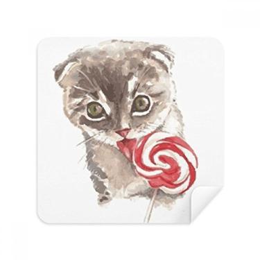 Imagem de Pequeno gato pirulito aquarela animal óculos pano limpador de tela tecido camurça pacote com 2