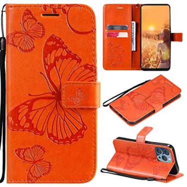 Imagem de Fansipro Capa de telefone carteira para Motorola Moto X Style, capa fina de couro PU premium para Moto X Style, 2 compartimentos para cartão, ajuste exato, laranja