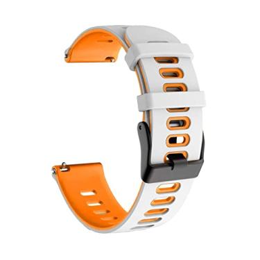 Imagem de HAZELS Pulseira de relógio inteligente para Garmin VENU 2 Plus Pulseira VENU/VENU2 Forerunner 245 645 Pulseira de relógio Silicone 20 22mm Cinto (Cor: Laranja Branco, Tamanho: VENU 2 Plus)
