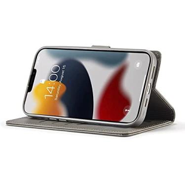 Imagem de COOVS Capa para iPhone 13/13 Mini/13 Pro/13 Pro Max, capa de carteira premium de couro flip com capa interna de TPU aderência confortável slots de cartão suporte (cor: cinza, tamanho: 13pro max 6,7 polegadas)