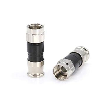 Imagem de Cabo coaxial de compressão – Pacote com 50 – Conector – para cabo coaxial RG59 – com anel de vedação de clima e cabo à prova d'água