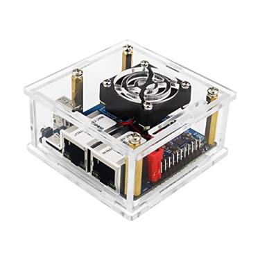 Imagem de TECKEEN Capa de acrílico transparente para placa-mãe + dissipador de calor para Orange Pi R1 Plus LTS