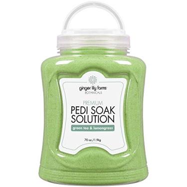 Imagem de Ginger Lily Farms Solução premium Pedi Soak da Botanicals com sal Epsom e sal marinho, 100% não mancha, sem espuma, aroma de erva-cidreira, 200 ml