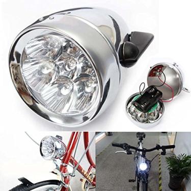 Imagem de Lâmpada de luz frontal vintage retrô para bicicleta com 7 LEDs e suporte