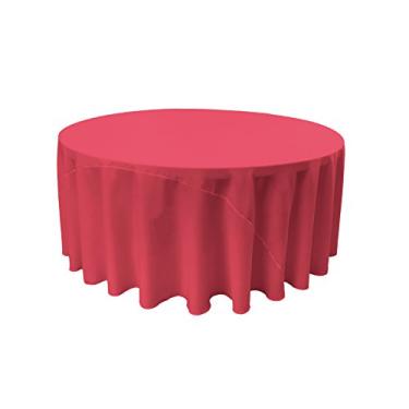 Imagem de LA Linen Toalha de mesa redonda de popelina de poliéster, 332 cm, fúcsia