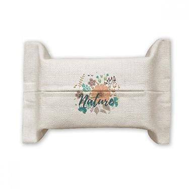 Imagem de Suporte de capa de papel para lenços faciais com flor de sol e flor de linho de algodão