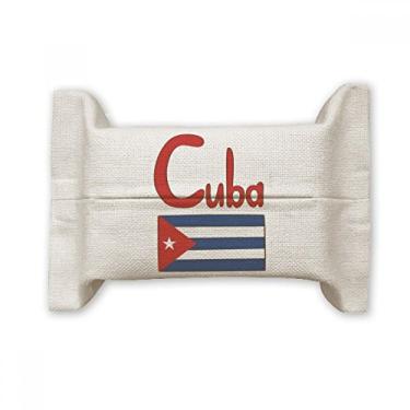 Imagem de Bolsa de linho de algodão com estampa azul vermelha da bandeira nacional Cuba