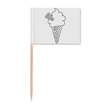 Imagem de Black Line Cream Soft Cones Bandeira de palito de sorvete, enfeite de festa