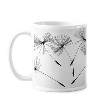 Imagem de Caneca preta cinza branca dente-de-leão cerâmica copo de porcelana café louça