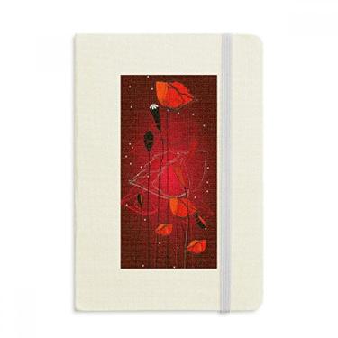 Imagem de Caderno de milho com arte abstrata de flores vermelhas, capa dura em tecido, diário clássico