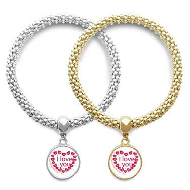 Imagem de Dia dos Namorados Coração Rosa I Love You Lover Pulseira Pingente Joias Presente de Casal