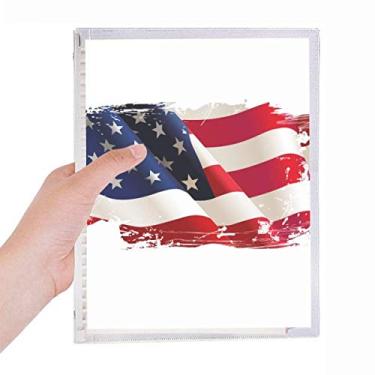 Imagem de Caderno de anotações com estrelas e listras da bandeira dos EUA com folhas soltas e diário recarregável