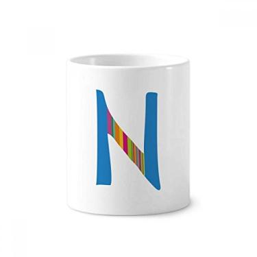 Imagem de N Alfabeto Porta-canetas com estampa de frutas laranjas fofas para caneta, suporte de cerâmica