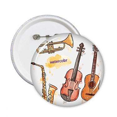 Imagem de Combinação de instrumento de aquarela, padrão musical, pinos redondos, emblema, decoração de roupas, 5 peças, presente