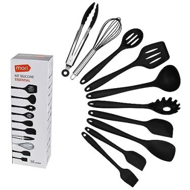 Imagem de Kit Utensílios de Silicone Cozinha Espátulas Colheres 10 Peças (Preto)