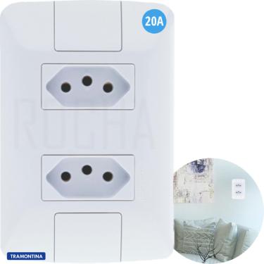 Imagem de Conjunto Tomadas Duplas 20a Tramontina completa linha Aria