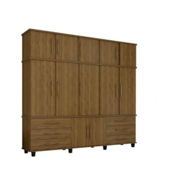 Imagem de Roupeiro/Guarda Roupas PRIS Triplex 6 Portas e 4 Gavetas Com Nichos Para Sapatos Cor Imbuia