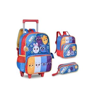 Imagem de Kit Mochila Rodinha 16, Lancheira e Estojo Bolofofos - Clio Style